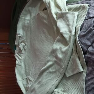 Green waffle knit mock neck top (American Eagle)